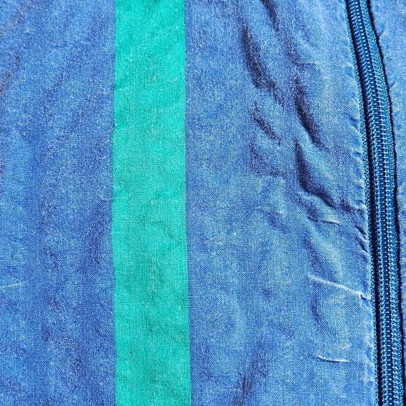 Saybury Vintage Medium Blue Stonewashed Seersucker Stiped Zip Front Robe - Picture 9 of 12